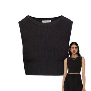 Babaton Sculpt Knit Muscle Cropped Tank in Black 2XS